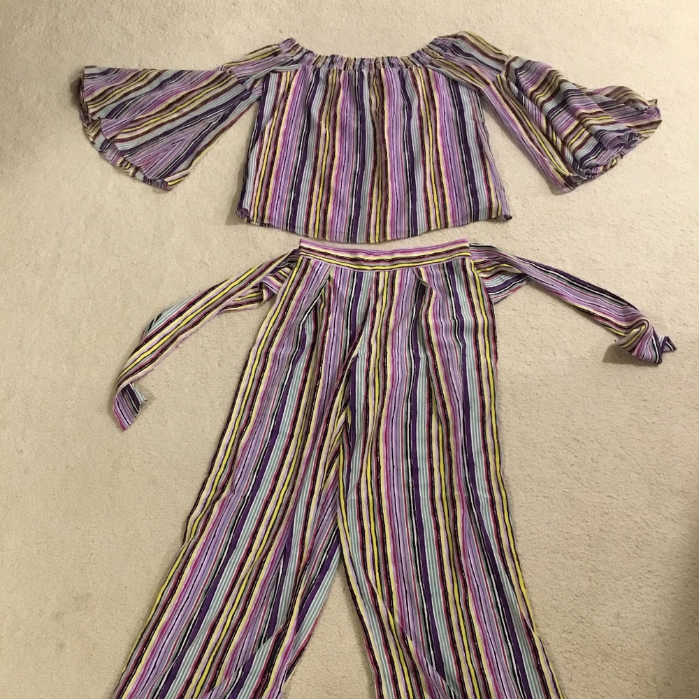 Bar III Striped Rainbow Pant Set